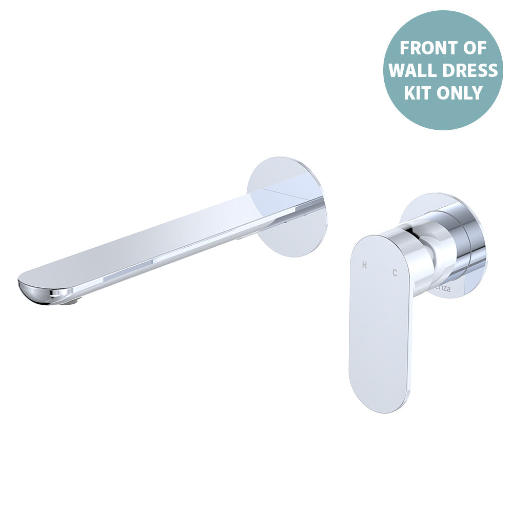 Empire Slim Basin/Bath Wall Mixer Set Dress Kit, Round Plates, 200mm Outlet - Brushed Copper