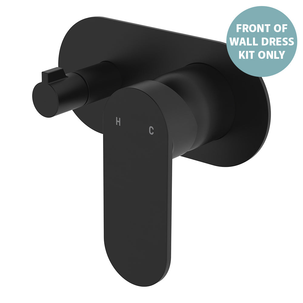 Empire Slim Wall Diverter Mixer Dress Kit, Large Oval Plate, Horizontal - Matte Black