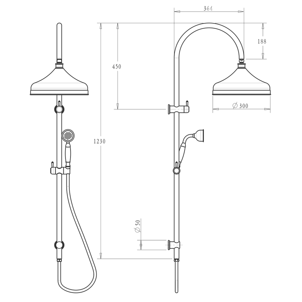 Bella Vista Mica Heritage Dual Shower Rail