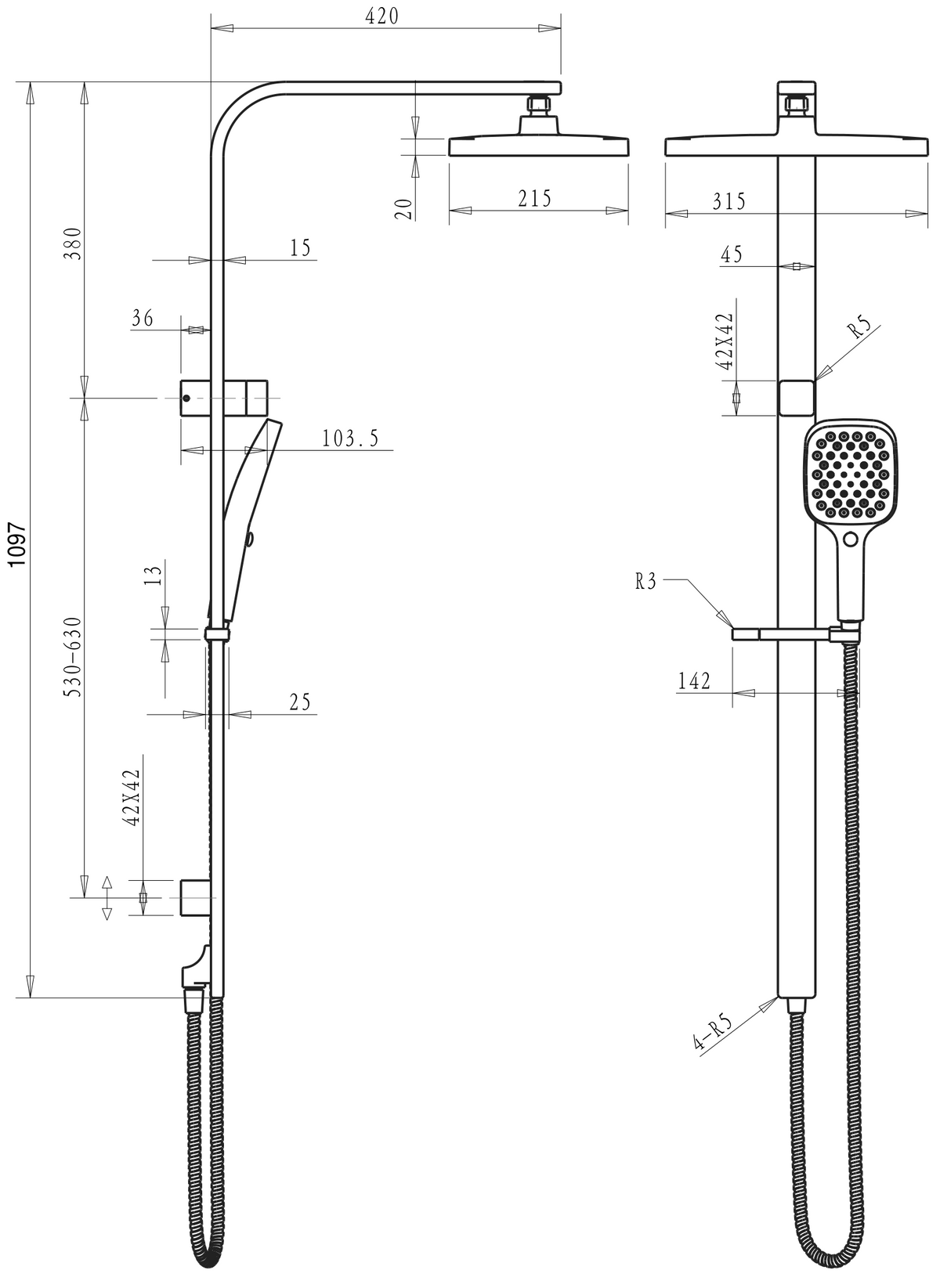 Bella Vista Bekitia Dual Shower Rail