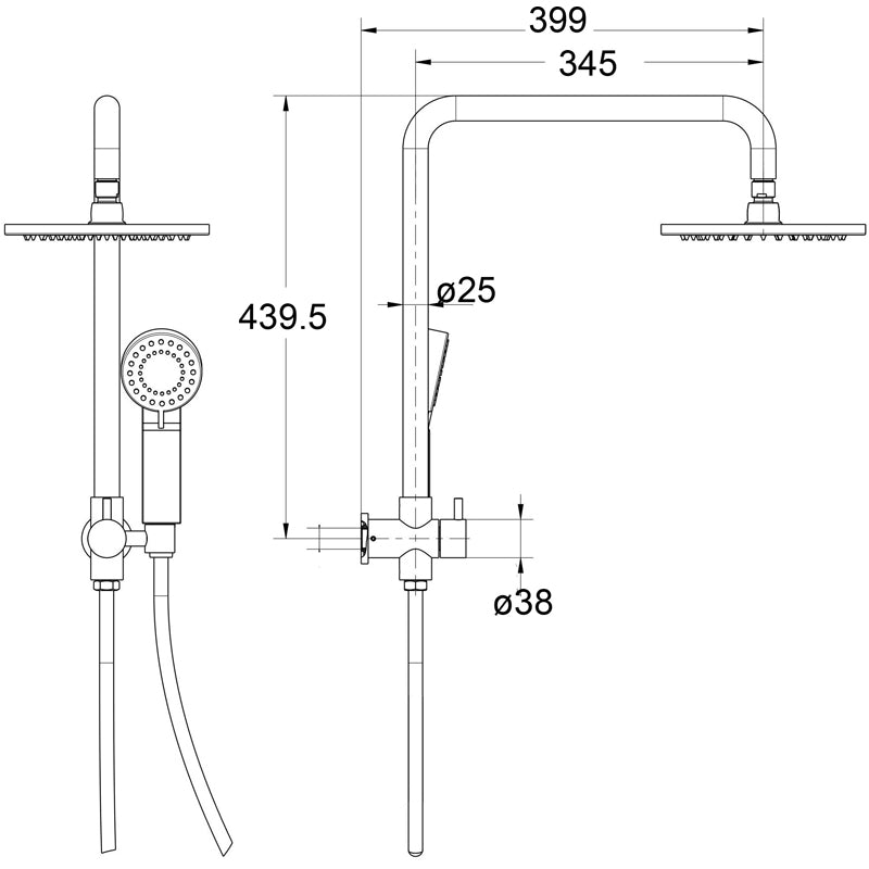 Bella Vista Mica Half-Rail Shower