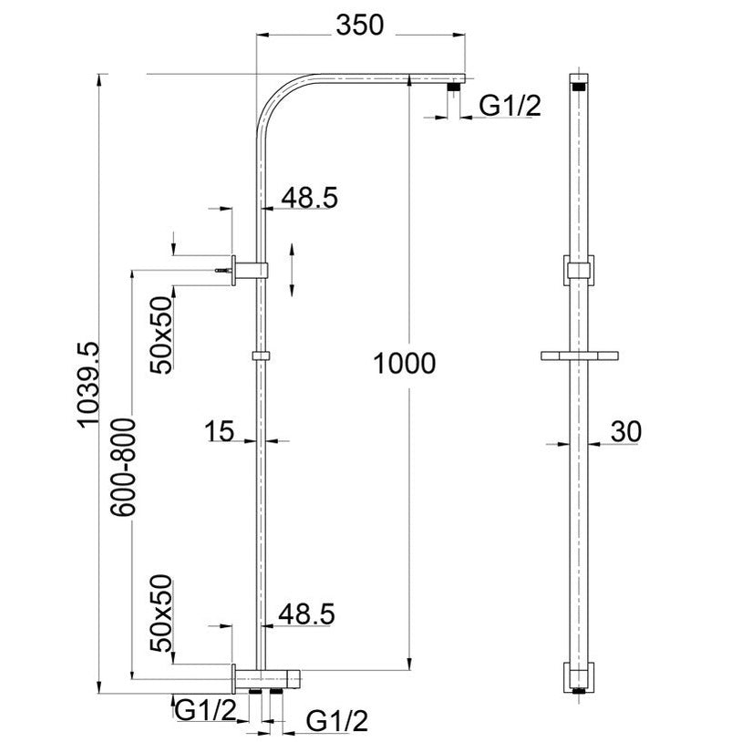 Bella Vista Deko Dual Shower Rail - RetroFit