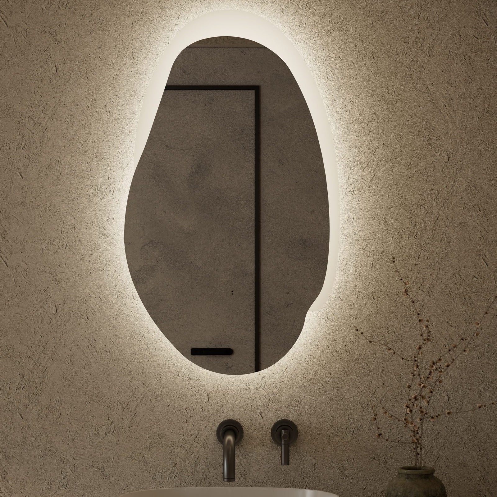 Aulic Evanston LED Mirror 530 x 900mm Matte Grey Acrylic Edge