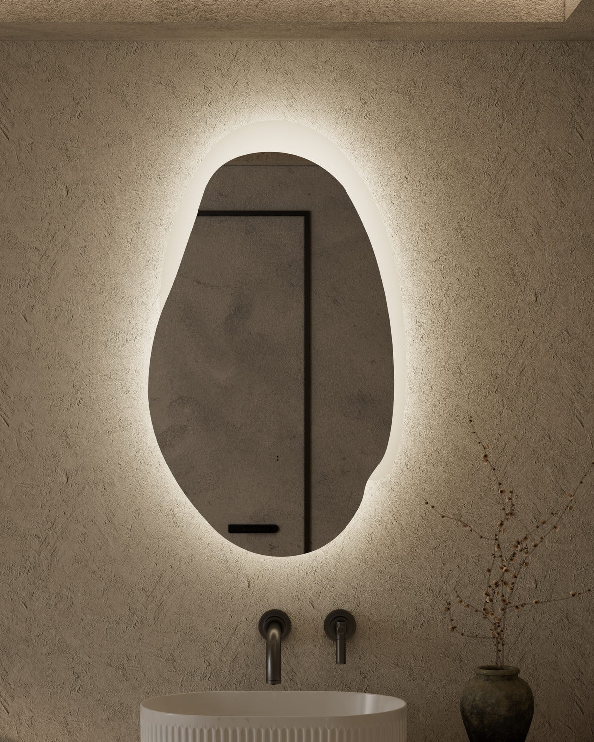 Aulic Evanston LED Mirror, styled bathroom