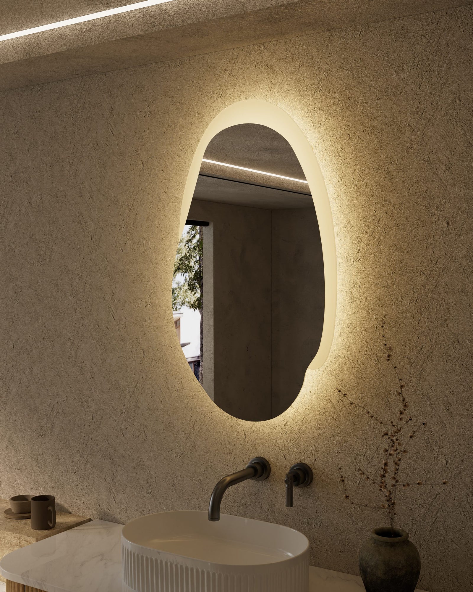 Aulic Evanston LED Mirror, styled bathroom