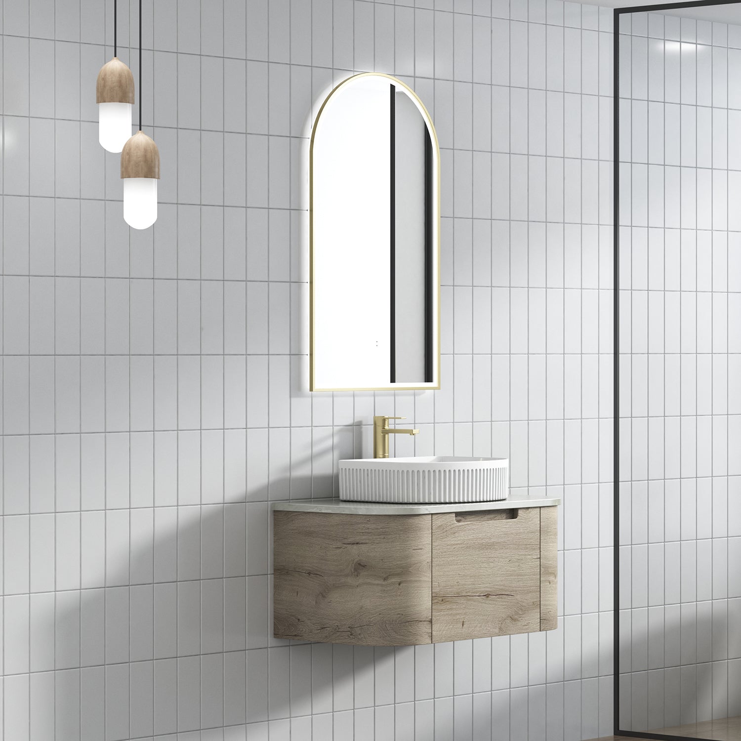 Aulic Hamilton Wall Hung Vanity 900mm in Max, styled bathroom