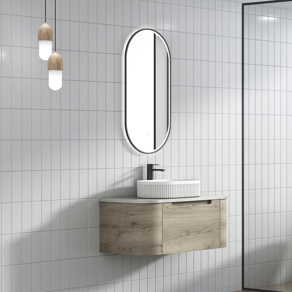 Aulic Hamilton Wall Hung Vanity 900mm in Max, styled bathroom