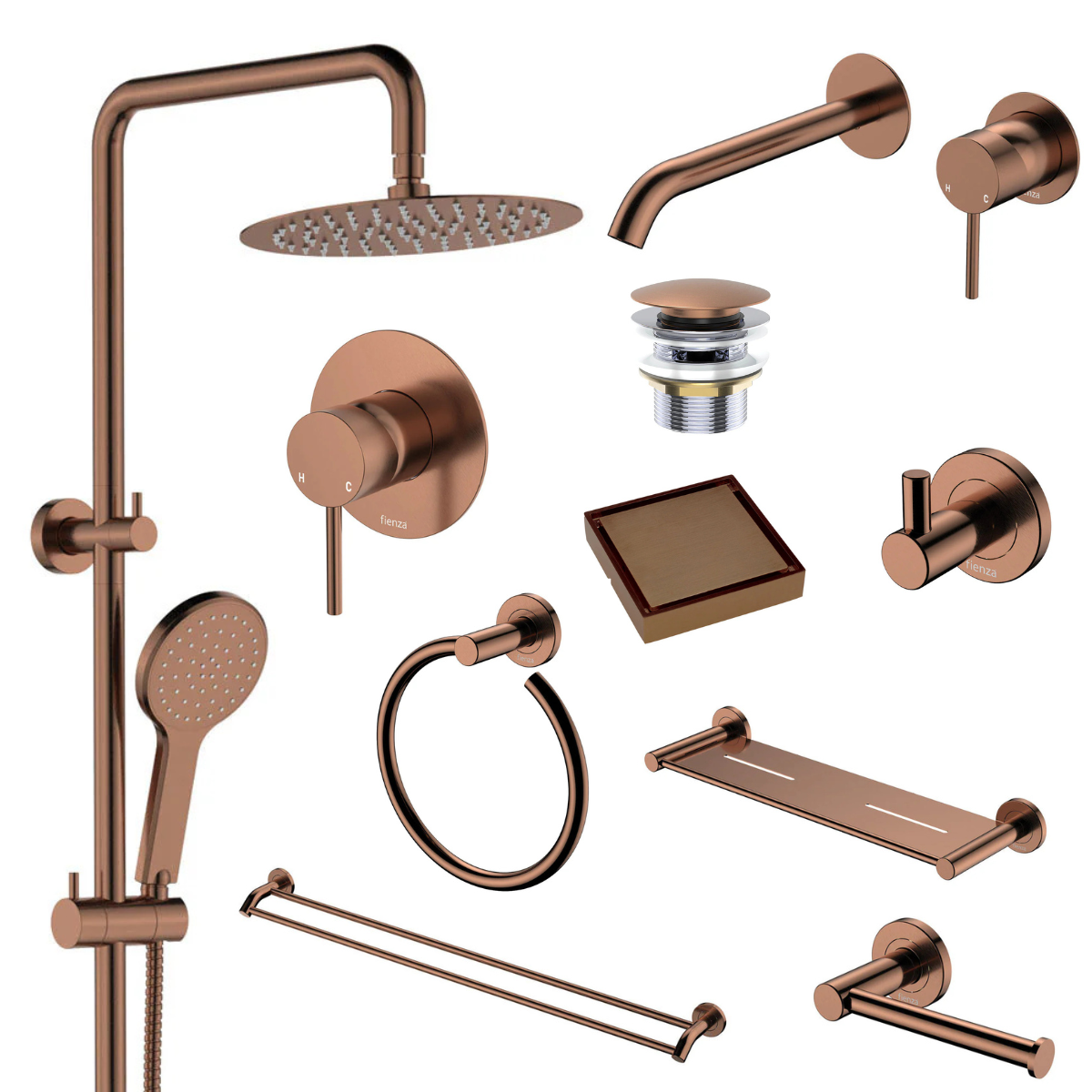 Fienza Kaya Bathroom 10 Piece Package – Brushed Copper