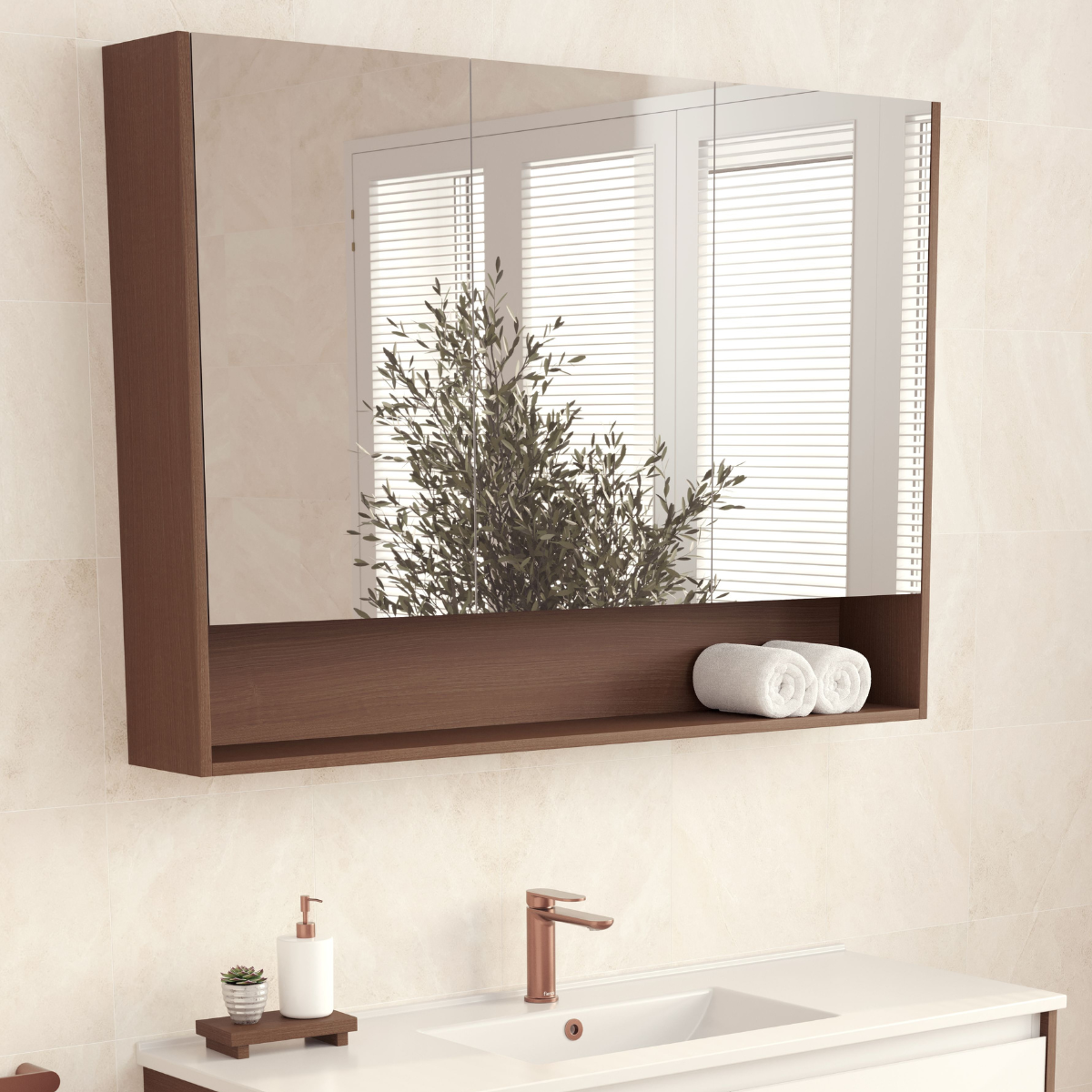 Fienza LED Mirror Cabinet with Display Shelf