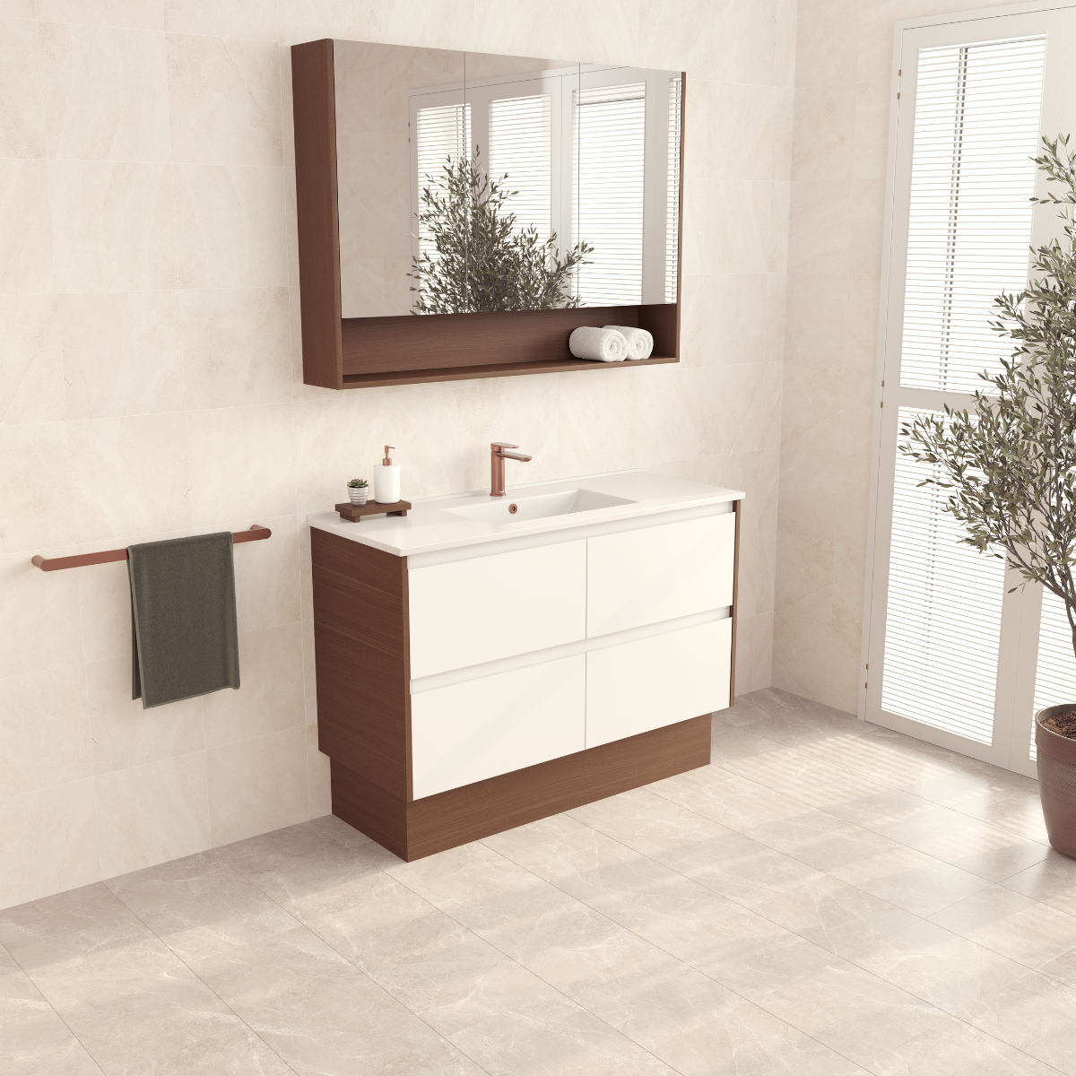 Fienza LED Mirror Cabinet with Display Shelf