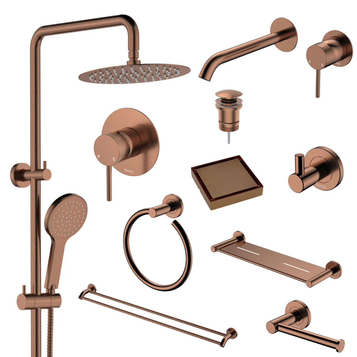 Fienza Kaya Bathroom 10 Piece Package – Brushed Copper