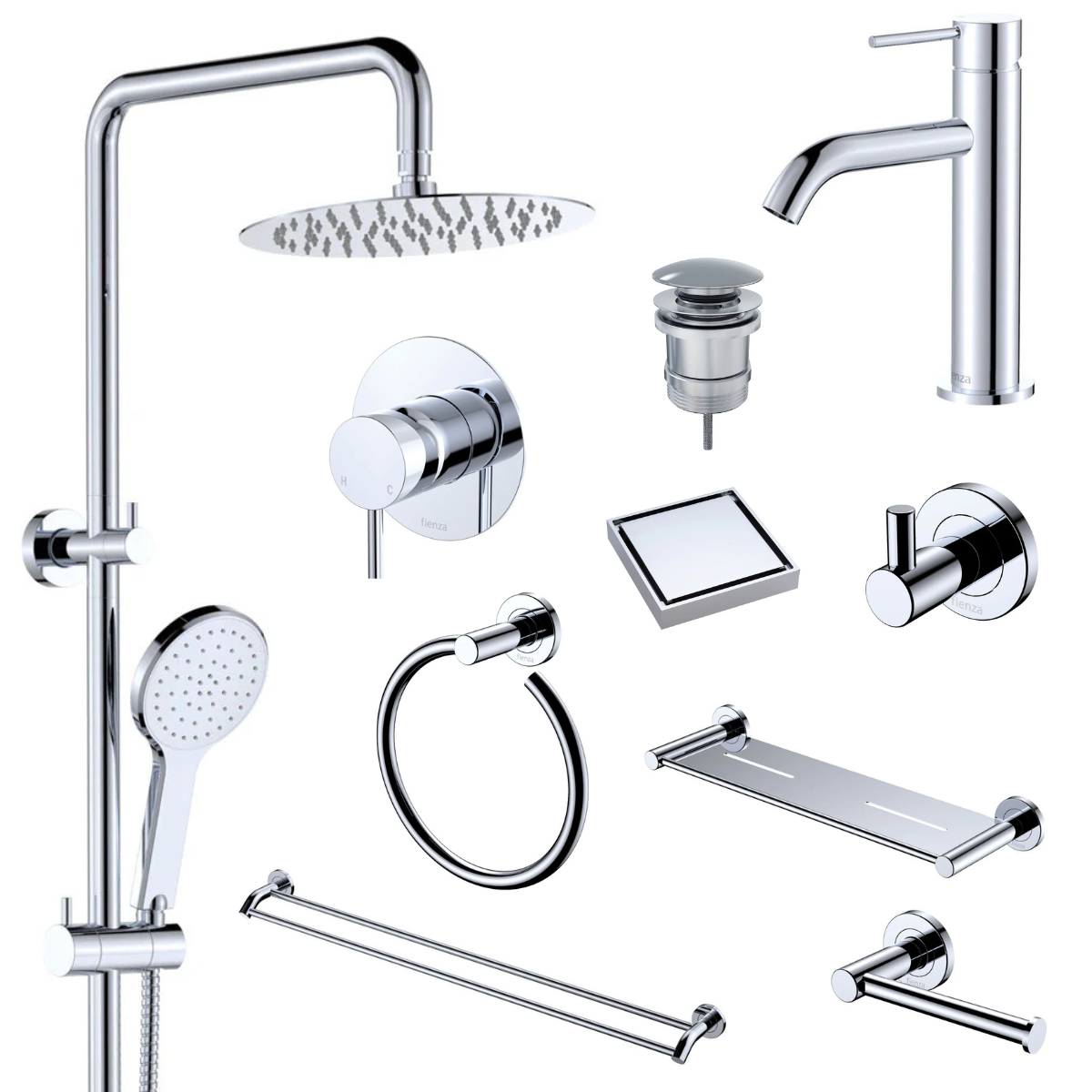 Fienza Kaya Bathroom 10 Piece Package – Chrome