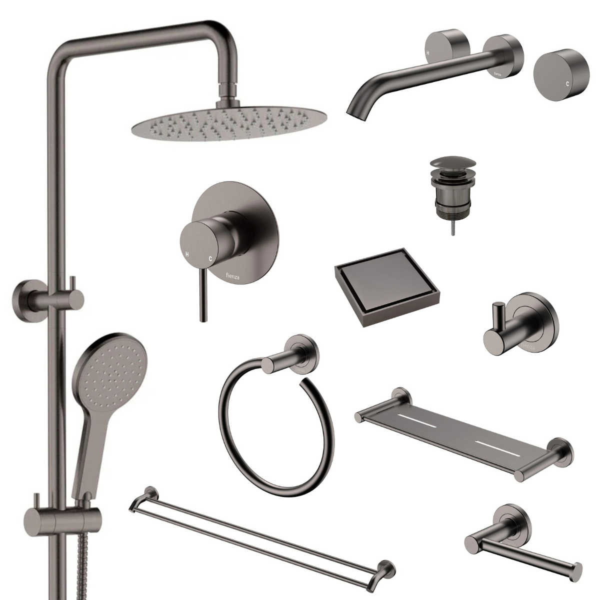 Fienza Kaya Bathroom 10 Piece Package – Gun Metal