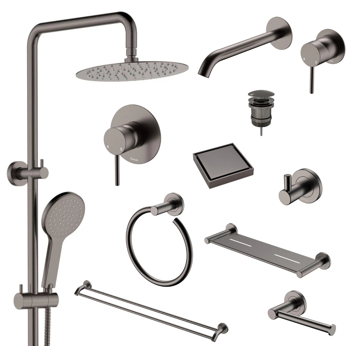 Fienza Kaya Bathroom 10 Piece Package – Gun Metal