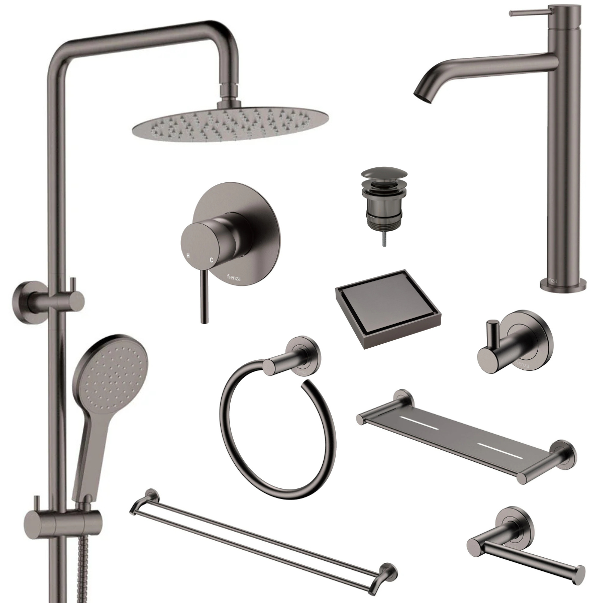 Fienza Kaya Bathroom 10 Piece Package – Gun Metal