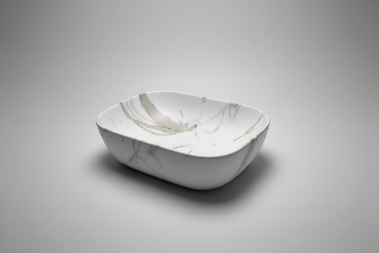 Fusion-46 Above-Counter Basin – Matte White Carrara