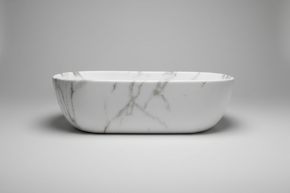 Fusion-46 Above-Counter Basin – Matte White Carrara