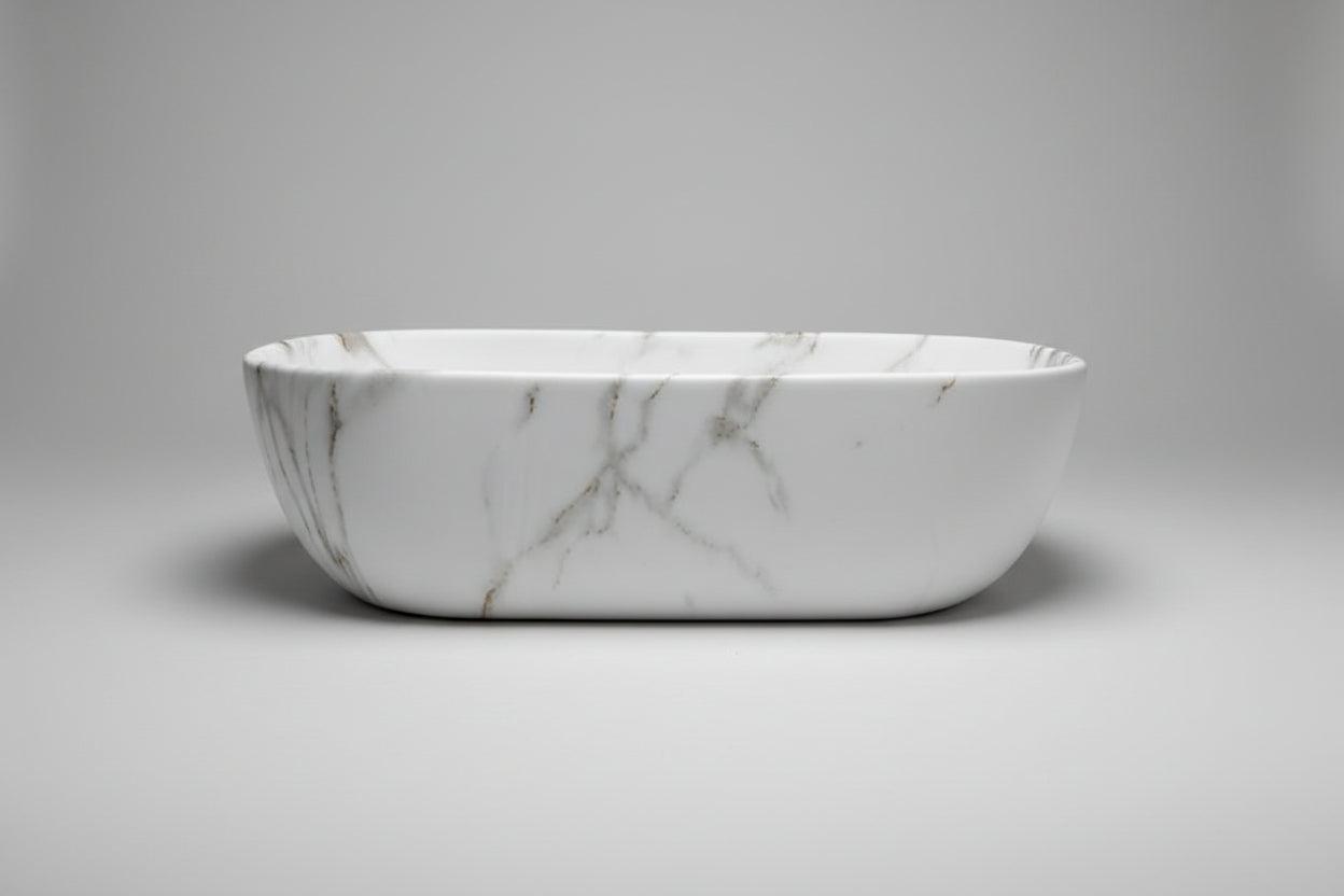 Fusion-46 Above-Counter Basin – Matte White Carrara