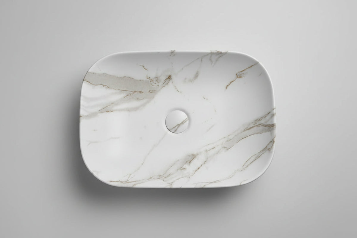 Fusion-46 Above-Counter Basin – Matte White Carrara