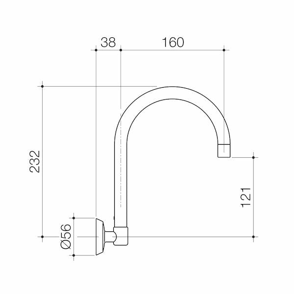 Caroma G Series+ Wall Sink Outlet - 160mm (Lead Free)