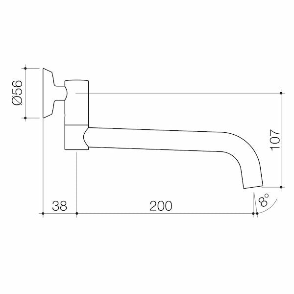 Caroma G Series+ Underslung Wall Sink Outlet - 200mm
