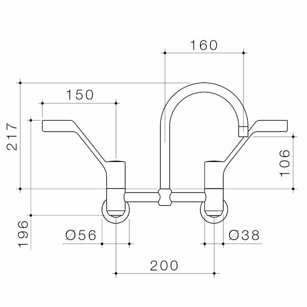 Caroma G Series+ Exposed Wall Sink Set (160mm outlet + 150mm handles) - Lead Free