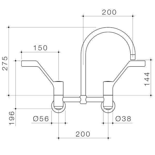 Caroma G Series+ Exposed Wall Sink Set (200mm outlet + 150mm handles) - Lead Free