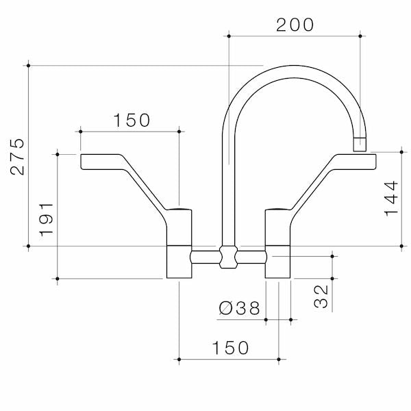 Caroma G Series+ Exposed Hob Sink Set (200mm outlet + 150mm handles) - Lead Free