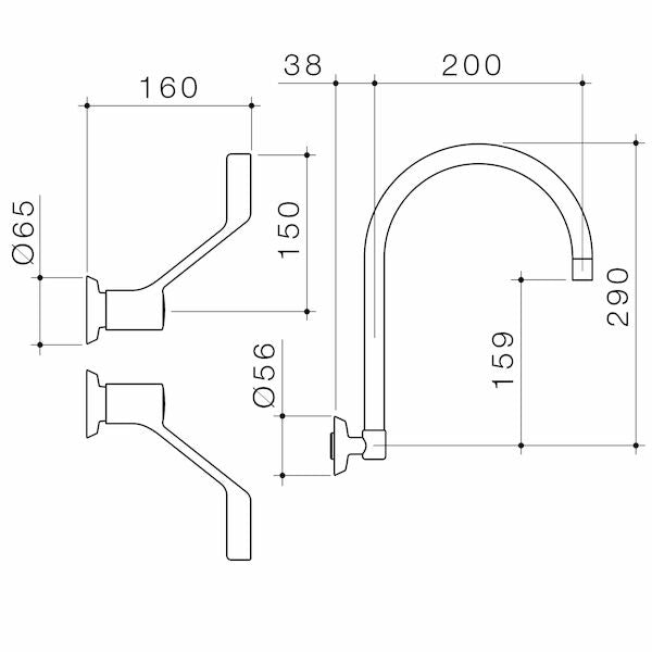 Caroma G Series+ Concealed Wall Sink Set (200mm outlet + 150mm handles) - Lead Free