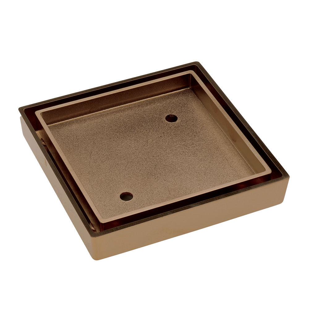 Fienza Square Tile Bed Floor Waste, 75mm Outlet - Brushed Copper