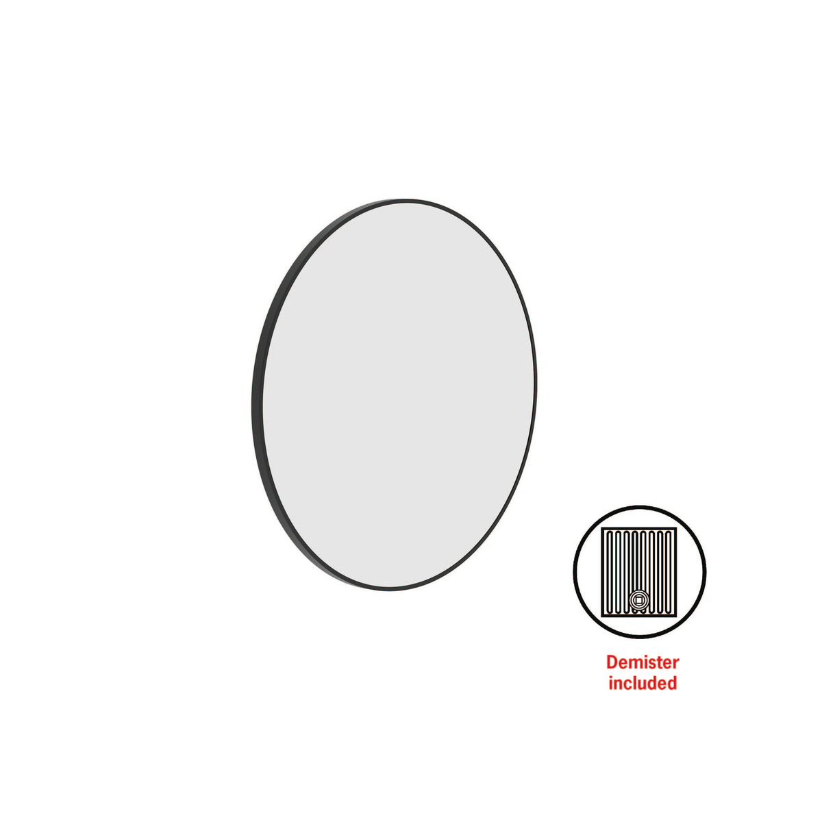Georgia Round Black Framed Mirror - Includes Mirror Demister