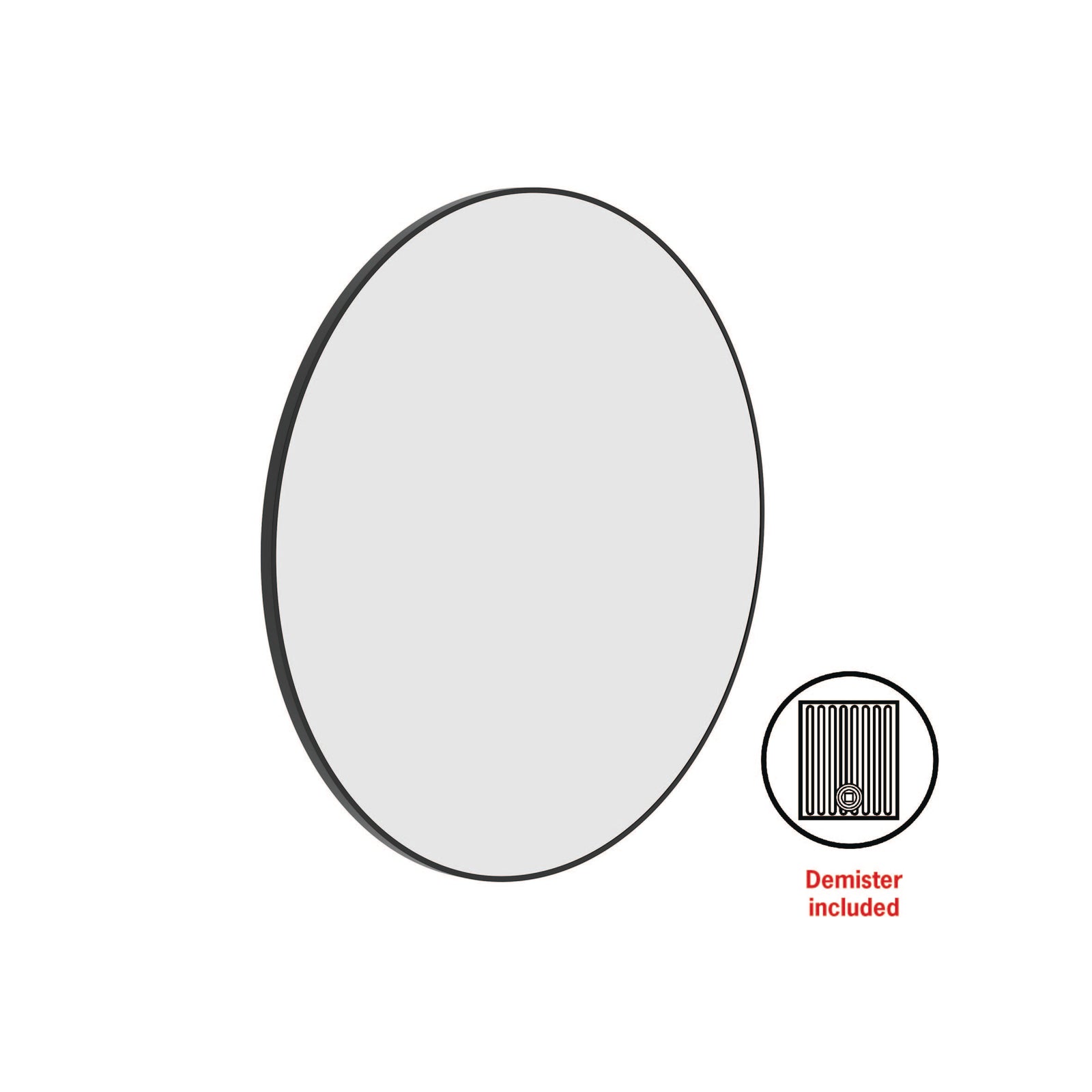 Georgia Round Black Framed Mirror - Includes Mirror Demister