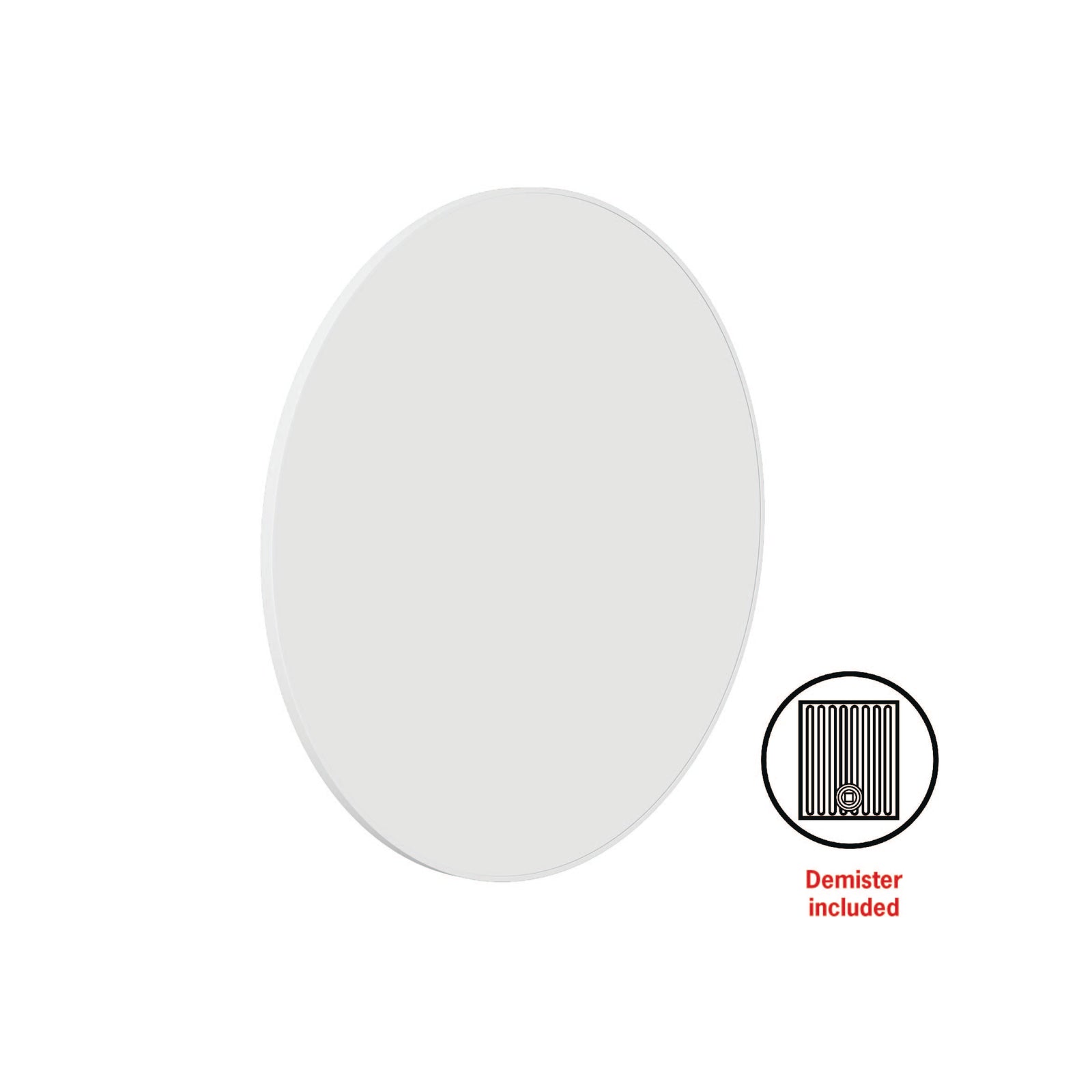 Georgia Round White Framed Mirror - Includes Mirror Demister