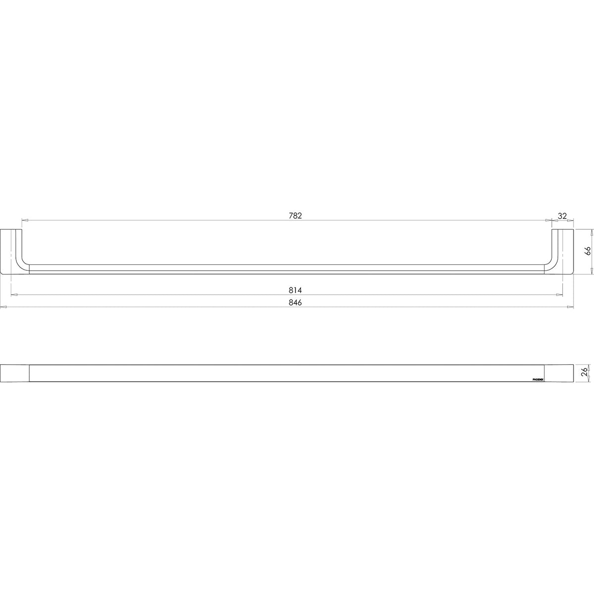 Phoenix Gloss Single Towel Rail 800mm