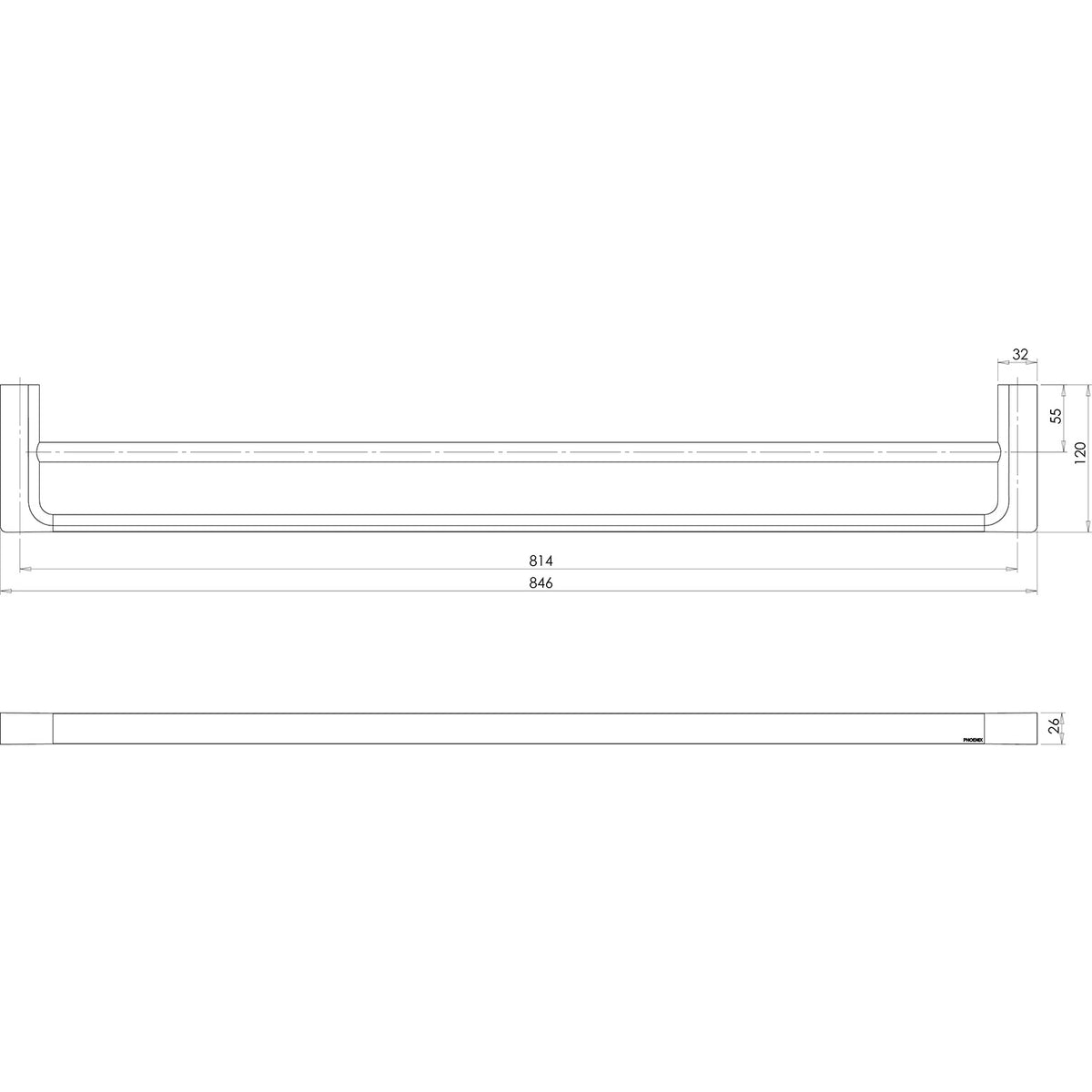 Phoenix Gloss Double Towel Rail 800mm