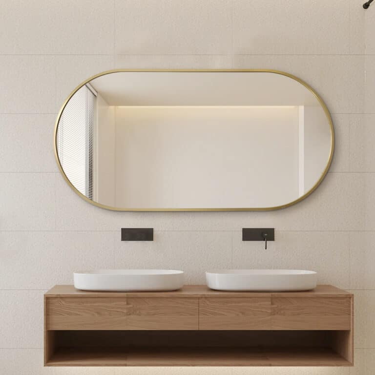 Gold Framed Oval Wall Mirror – 60 x 120cm Classic Decorative Design