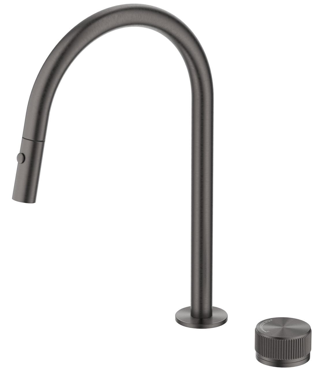 Bella Vista Mica Fluted Pull-Out Hob Mixer Set - Gun Metal