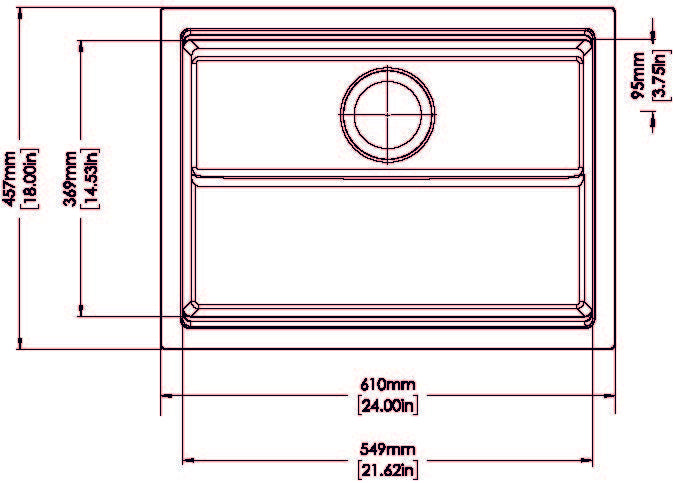 Carysil Harmony Single Bowl Granite Kitchen Sink | 610 x 457 x 253 mm