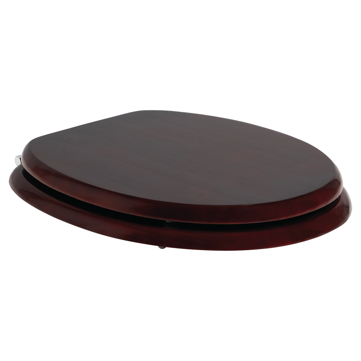 Johnson Suisse Timber Toilet Seat with Chrome Hinge - Mahogany