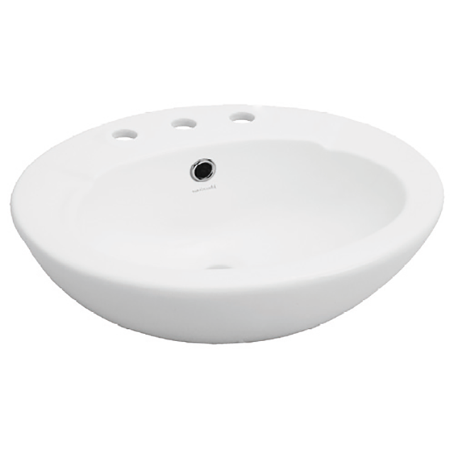 Johnson Suisse Avon Semi Recessed Basin 495 x 420mm - 3 Tap Holes / White Plastic Plug & Waste
