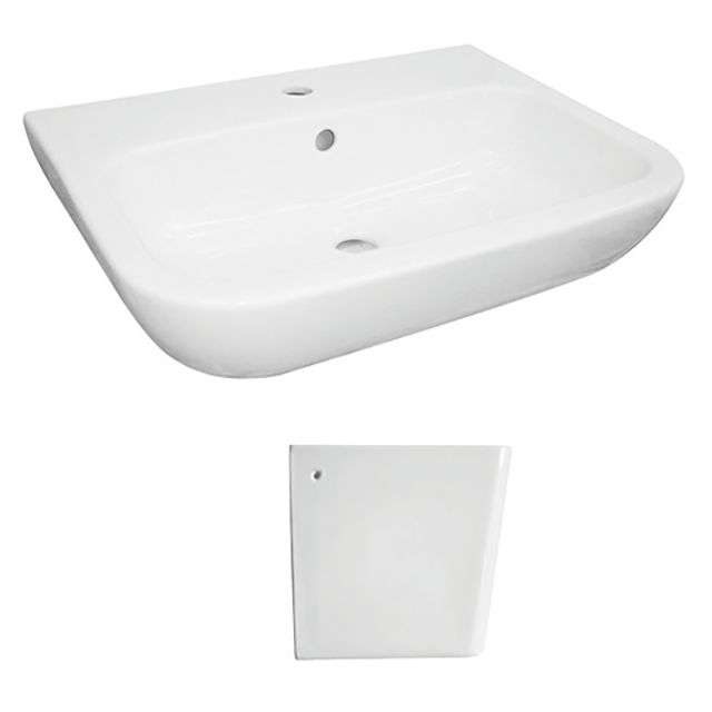 Johnson Suisse Emilia 550 Wall Basin 550 x 450mm - Shroud &amp; Chrome Plug &amp; Waste
