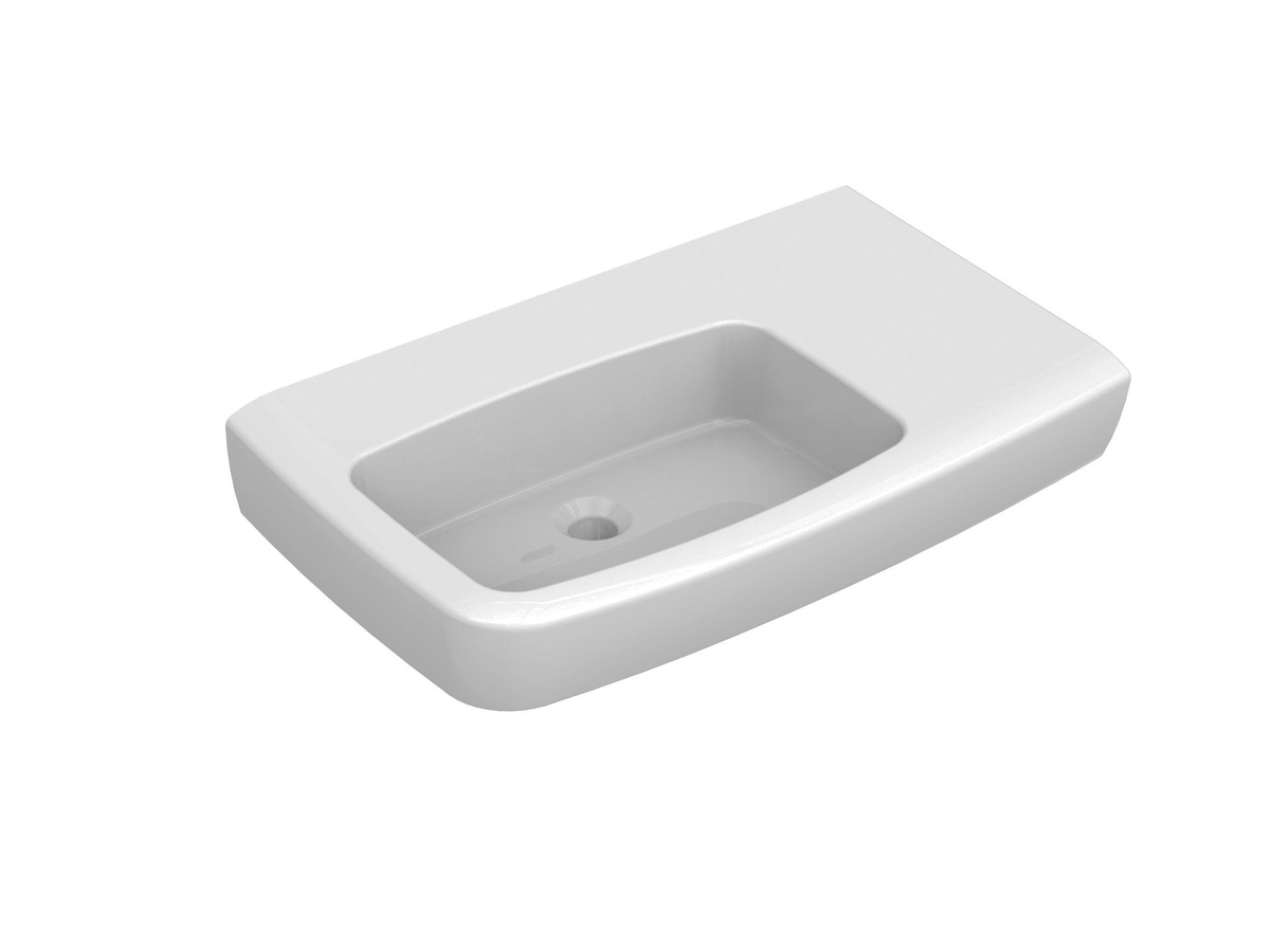 Johnson Suisse Lucca Shelf Basin 750 x 470mm - Right Hand Shelf / No Tap Hole / Chrome Pop-Up Waste