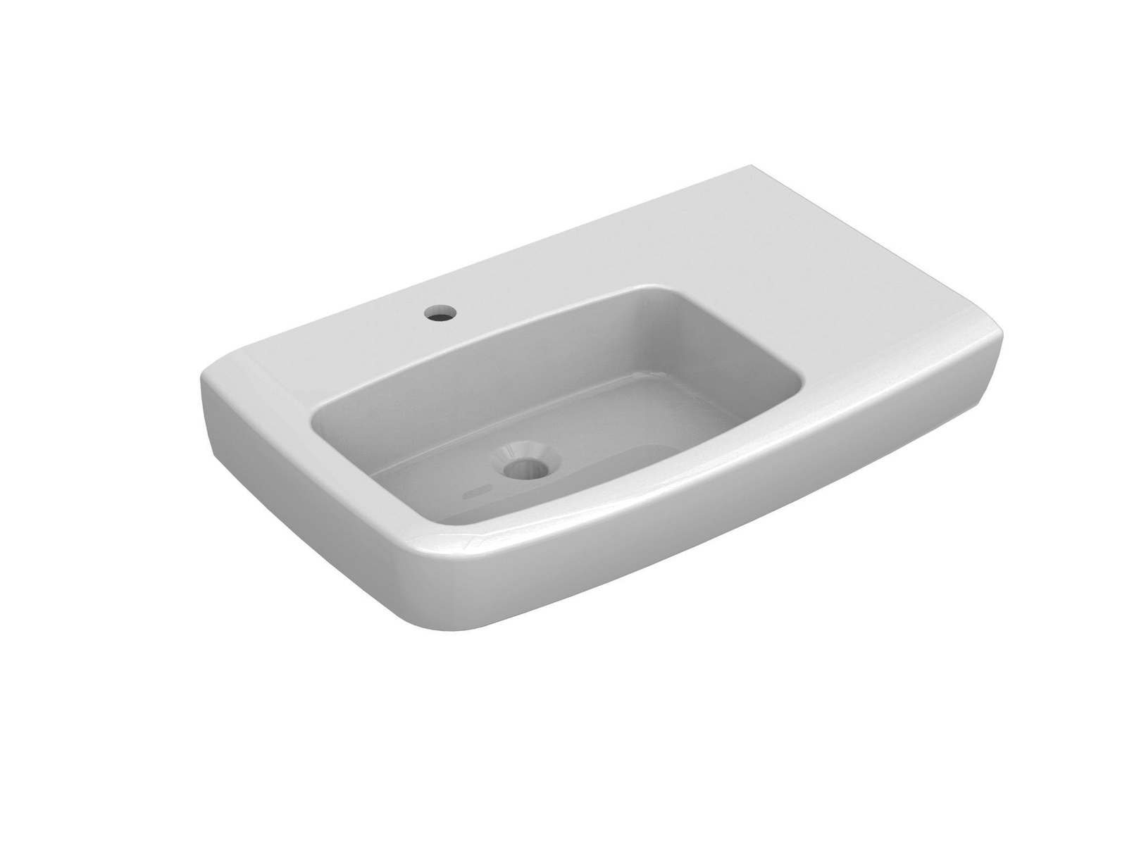 Johnson Suisse Lucca Shelf Basin 750 x 470mm - Right Hand Shelf / 1 Tap Hole / Chrome Pop-Up Waste