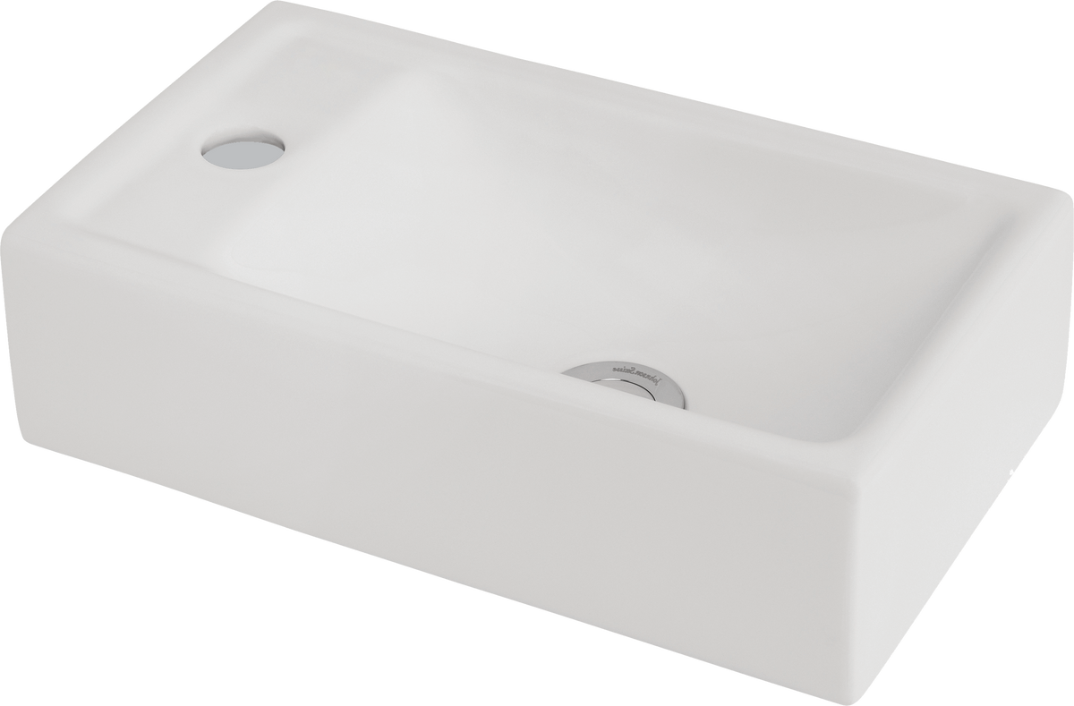 Johnson Suisse Quado Compact Wall Basin 400 x 230mm - Left Hand Shelf / 1 Tap Hole