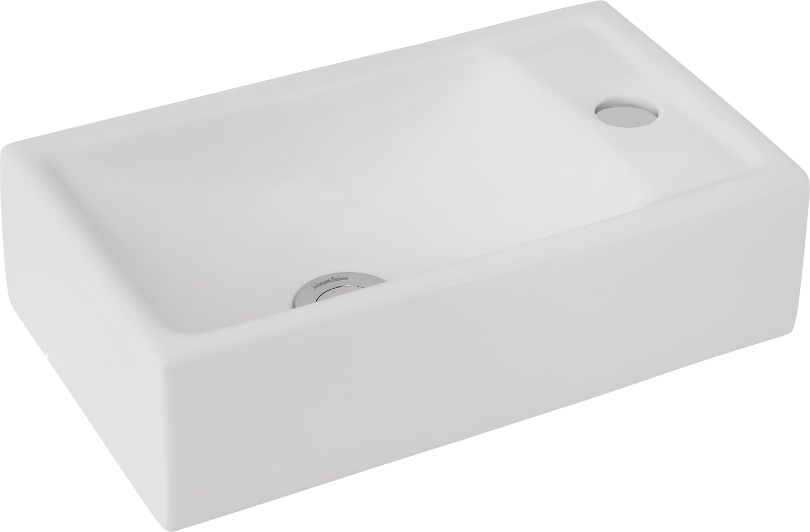 Johnson Suisse Quado Compact Wall Basin 400 x 230mm - Right Hand Shelf / 1 Tap Hole