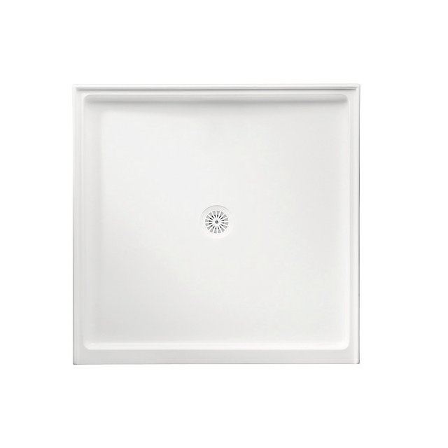 Johnson Suisse Flinders Polymarble Shower Base - 900 x 900 mm / Centre Outlet / Double Entry