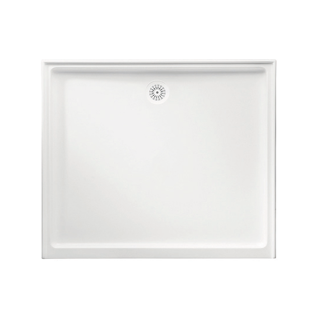 Johnson Suisse Flinders Polymarble Shower Base - 1060 x 900 mm / Rear Outlet / 3-Sided Tile Lip
