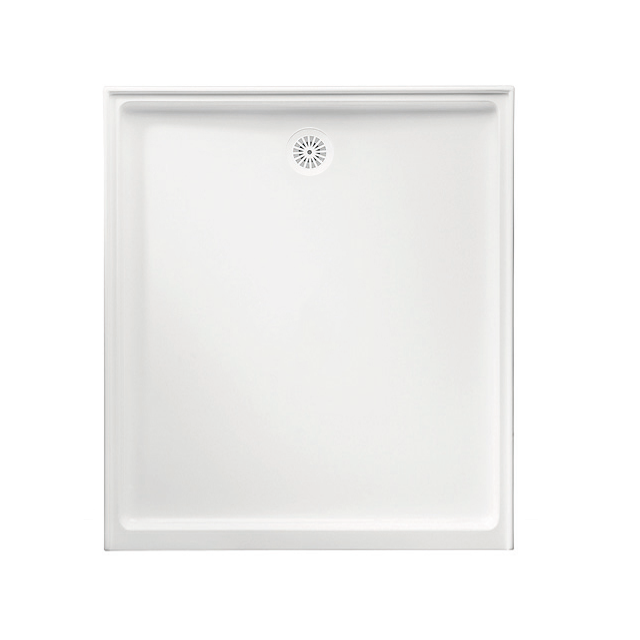 Johnson Suisse Flinders Polymarble Shower Base - 900 x 1220 mm / Rear Outlet / 3-Sided Tile Lip