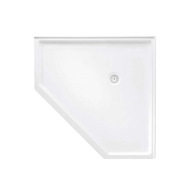 Johnson Suisse Flinders Polymarble Shower Base - 914 x 914 mm / Centre Outlet / Neo Corner