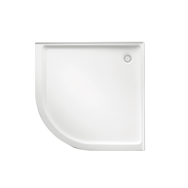 Johnson Suisse Flinders Polymarble Shower Base - 1000 x 1000 mm / Rear Outlet / Curved Corner